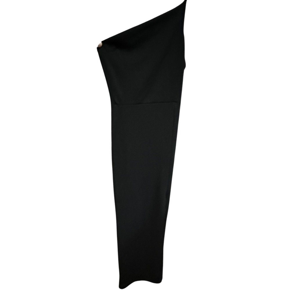 Nasty Gal Asymmetric Neckline‎ Split Maxi Dress Black Evening Party